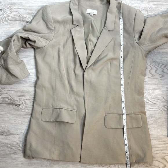 LOFT Womens Beige Cotton Blend Longline Blazer Size 12 Relaxed Fit Quiet Luxury - Picture 8 of 10
